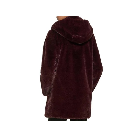 DKNY Women’s hoodies Faux Fur Coat -Deep Plum - Picture 2 of 10